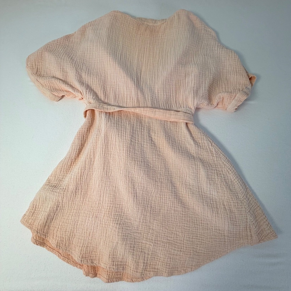 Free People Gauze Mini Dress Coverup Kimono Sleeve Boho Beachy Coastal Sz 10 - Picture 10 of 12